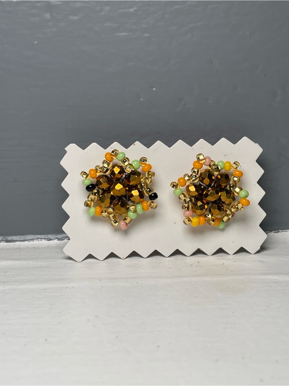 Huichol Beaded Star Stud Earrings